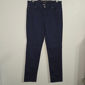 B#54 White House Black Market Slim Ankle Pants Size‎ 4 Navy Blue Cotton Blend